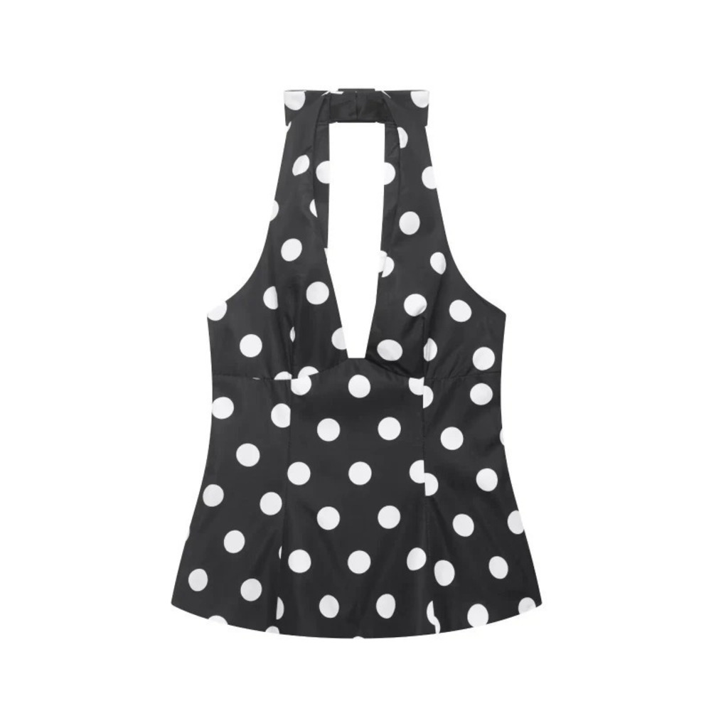 ZARA Chic Bow Tie Polka Dot Halter Neck Top